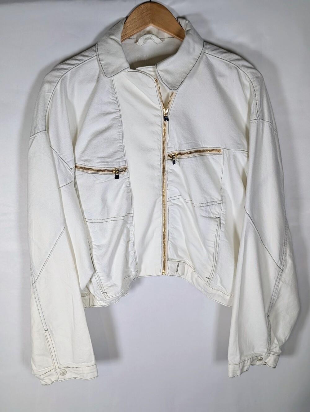 We The Free Off-White Zip Utility Demon Jacket With Gold Accents